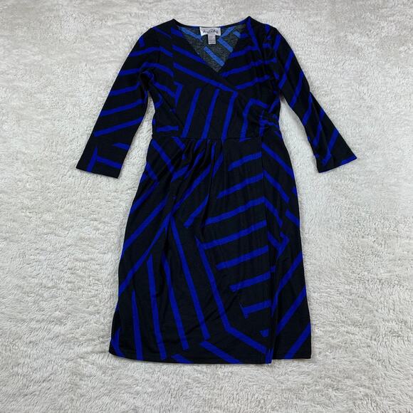 Vintage 80s Joseph Ribkoff asymmetrical stripe bodycon dress, size 4 - Picture 3 of 7